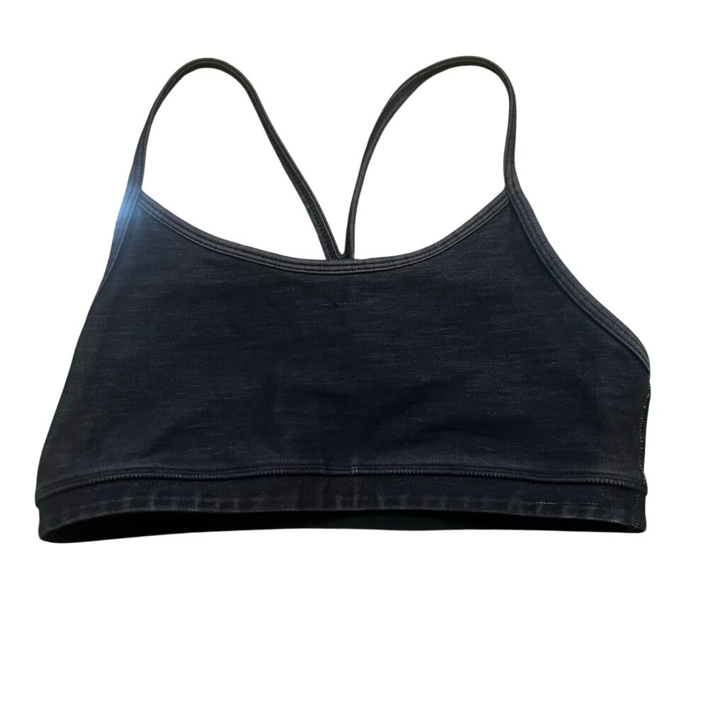 Lululemon Flow Y Nulu Sports Bra Black Strappy Size 4 Yoga Athletic Workout Top